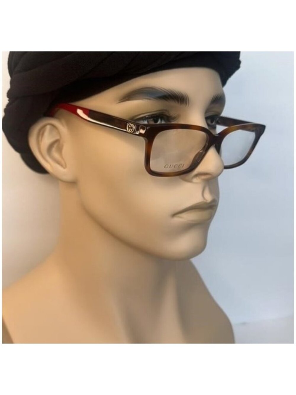 Gucci GG0168O GG 008 Havana EyeglassBlue Red Temple New Acetate